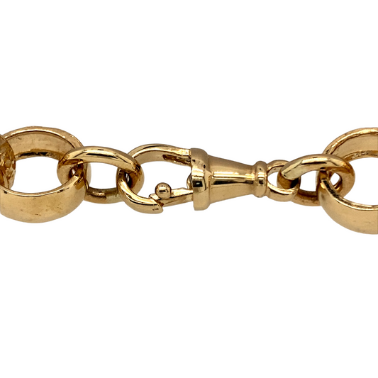 New 9ct Yellow Gold 7.25" Engraved Belcher Bracelet with the weight 26.70 grams. The link are 12mm width and are alternating in plain and patterned
