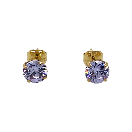 New 9ct Yellow Gold June Birthstone Stud Earrings with the weight 0.50 grams. The earrings are set with a synthetic alexandrite stone which is 5mm diameter