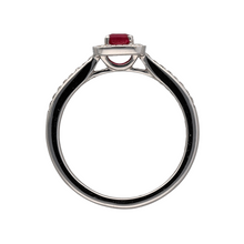 Load image into Gallery viewer, 9ct White Gold Diamond &amp; Ruby Halo Ring
