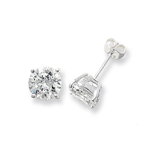 925 Silver Cubic Zirconia Round Earrings
