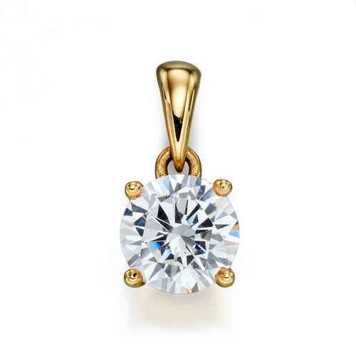 New 9ct Yellow Gold & Cubic Zirconia April Birthstone Pendant with the weight 0.60 grams. The stone is 5mm diameter 
