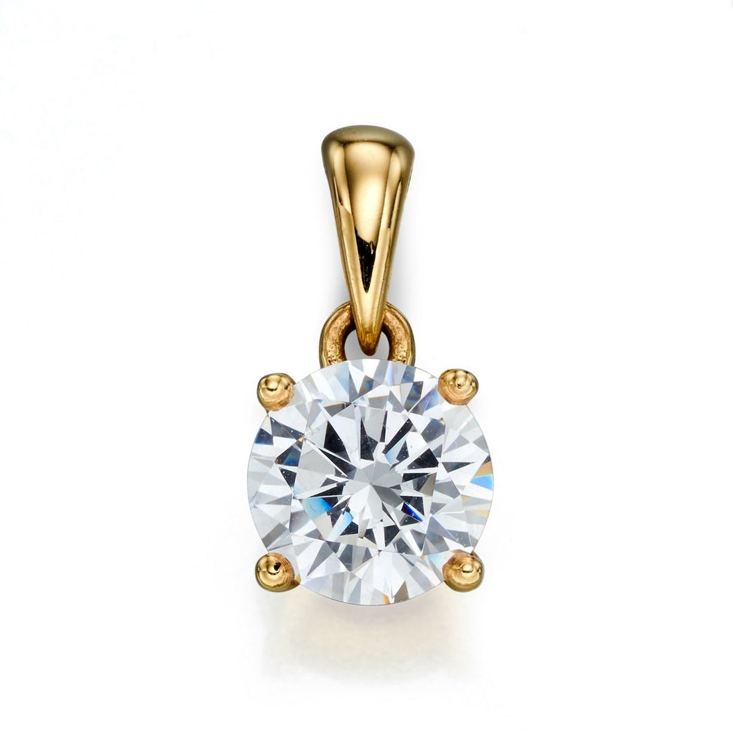 New 9ct Yellow Gold & Cubic Zirconia April Birthstone Pendant with the weight 0.60 grams. The stone is 5mm diameter 