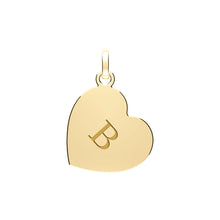 Load image into Gallery viewer, New 9ct Gold Initial Heart Pendant with the weight 0.40 grams. Each pendant has an engraved capital letter initial and is diameter 10mm
