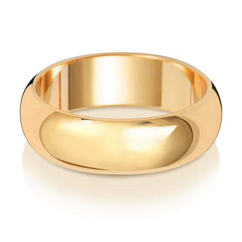 New 9ct Yellow Gold 6mm D Shape Wedding Band Ring in various sizes and weight 5.40 grams