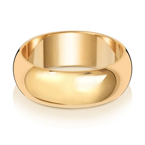 New 9ct Yellow Gold 7mm D Shape Wedding Band Ring in various sizes and weight 6.30 grams