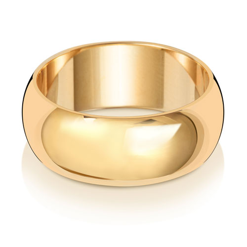 New 9ct Yellow Gold 8mm Court Wedding Band Ring in various sizes and weight 4.90 grams