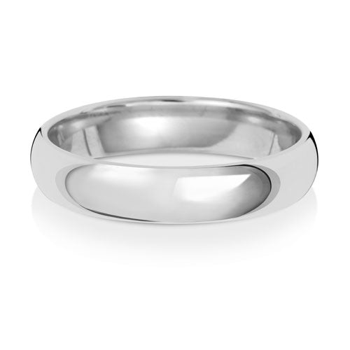 New 9ct White Gold 4mm Court Wedding Band Ring
