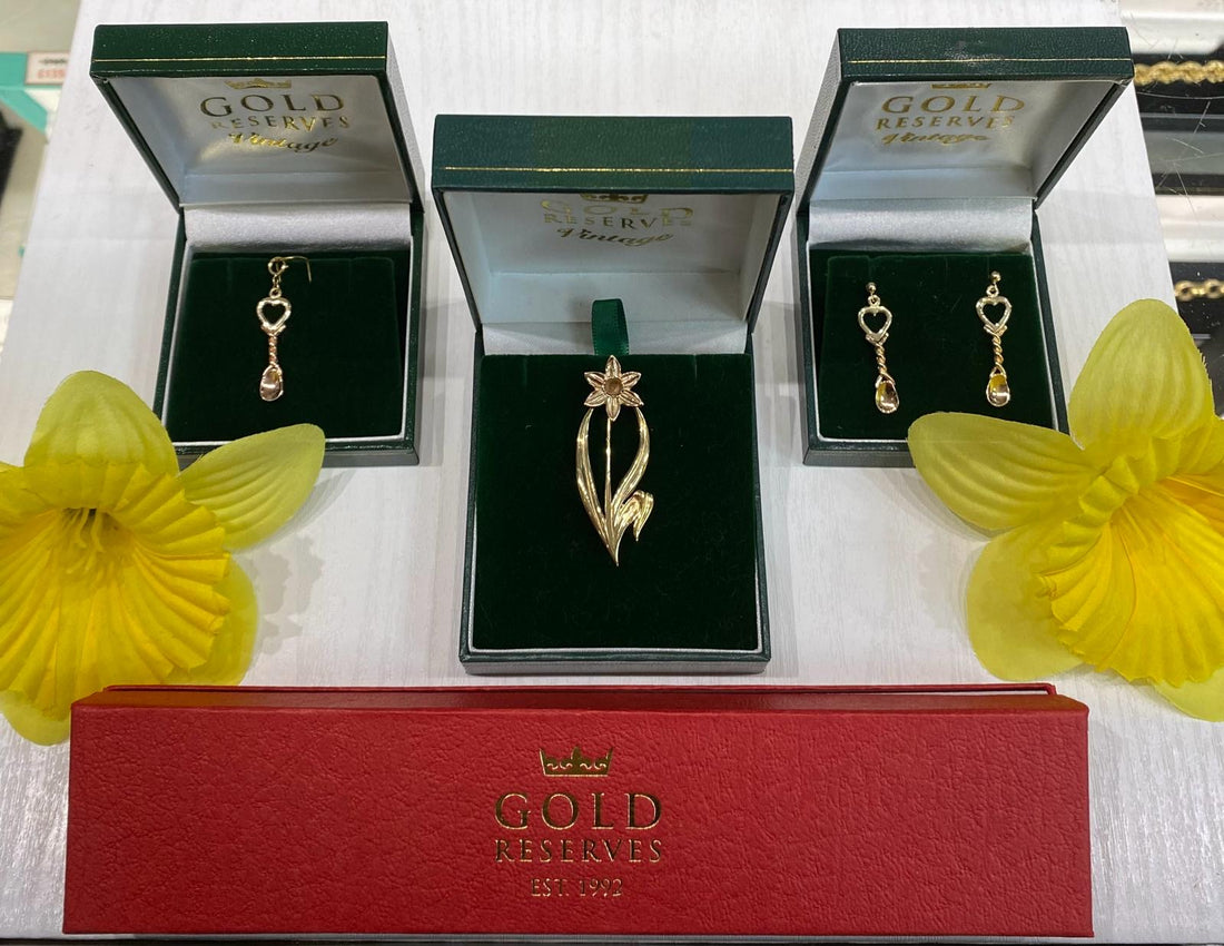 Welsh Gold and Clogau Gold in jewellery boxes in celebration of St David's Day