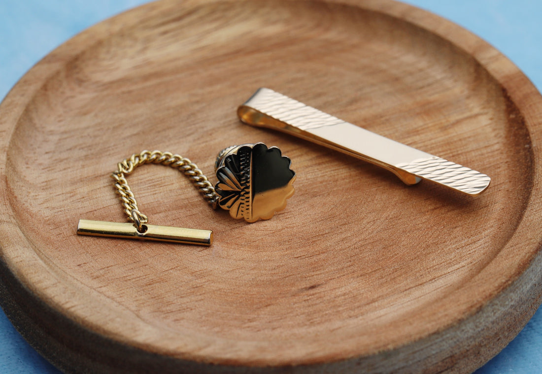 9ct Gold Tie Pin and Tie Slide Men's Jewellery