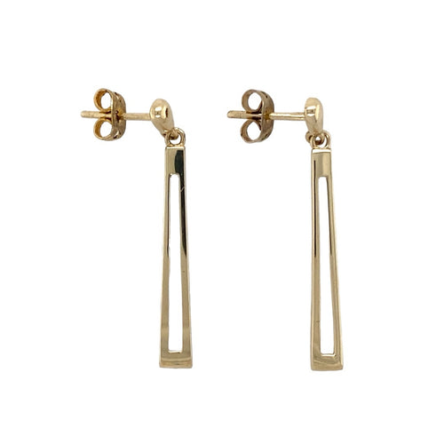 9ct Gold Open Bar Drop Stud Earrings