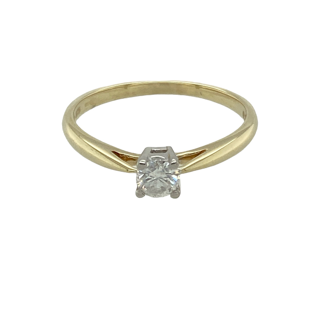 9ct Gold & Diamond Set Solitaire Ring