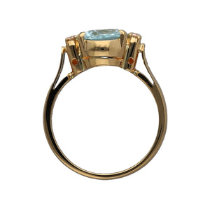 18ct Gold Diamond & Aquamarine Set Ring