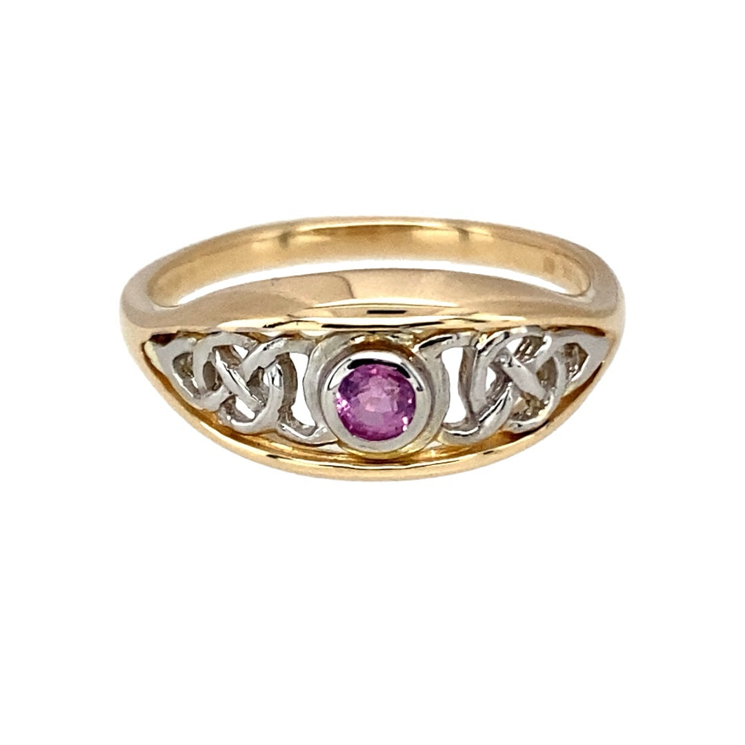 9ct Gold & Pink Sapphire Set Clogau Celtic Knot Ring