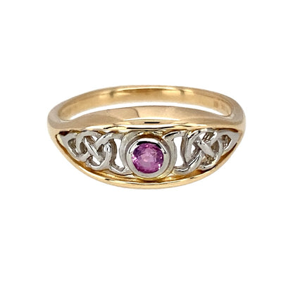 9ct Gold & Pink Sapphire Set Clogau Celtic Knot Ring