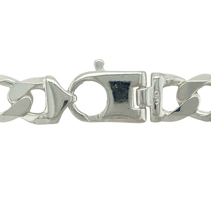 Bring bold sophistication and timeless style to your collection with this new 925 solid silver 22" curb chain, offering a classic design and commanding presence—perfect for making a confident statement.

Design: The chain features a traditional 22" curb style with wide 12mm links, creating a strong, sleek, and striking look. Its bold silhouette and clean lines make it a versatile and standout choice for any occasion.
