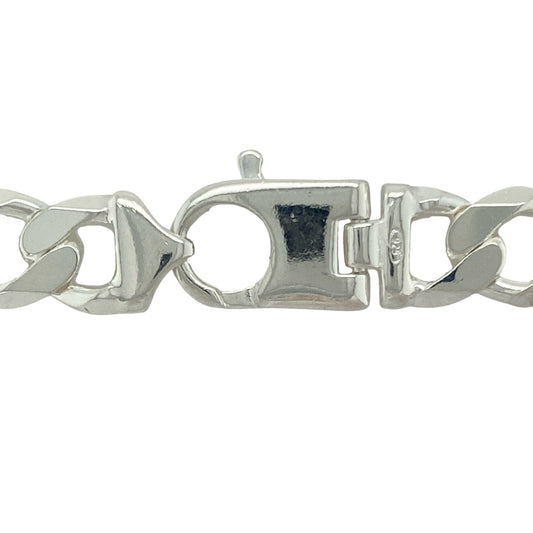 Bring bold sophistication and timeless style to your collection with this new 925 solid silver 22" curb chain, offering a classic design and commanding presence—perfect for making a confident statement.

Design: The chain features a traditional 22" curb style with wide 12mm links, creating a strong, sleek, and striking look. Its bold silhouette and clean lines make it a versatile and standout choice for any occasion.
