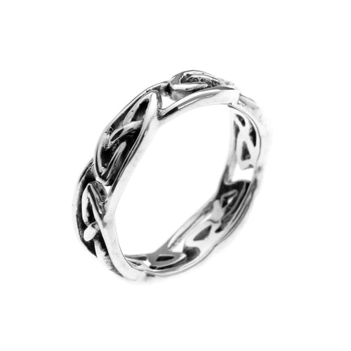 New 925 Silver Pointed Celtic Knot Band Ring