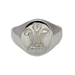 New 925 Silver Three Feather Oval Signet Ring