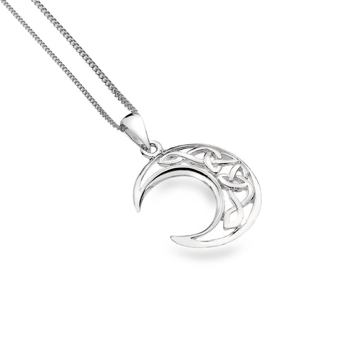 New 925 Silver Celtic Crescent Moon Pendant on an 18