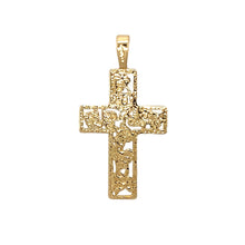 Load image into Gallery viewer, Preowned 9ct Yellow Gold Leaf/Tree of Life Patterned Cross Pendant with the weight 1.50 grams
