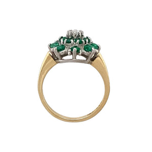 9ct Gold Diamond & Emerald Set Cluster Ring