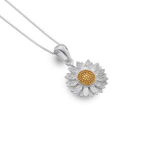 New 925 Silver Sunflower Pendant on an 18" fine pendant chain