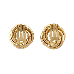 Preowned 9ct Yellow Gold Intertwined Loose Circle Clip On Earrings with the weight 3.60 grams