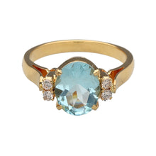 Load image into Gallery viewer, 18ct Gold Diamond &amp; Aquamarine Set Ring
