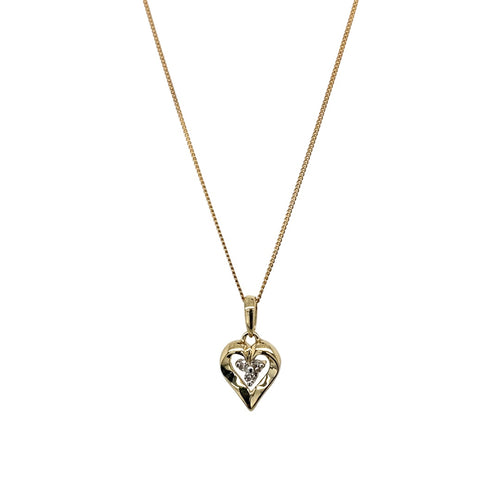 9ct Gold & Diamond Set Heart 18