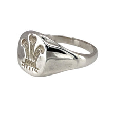 Load image into Gallery viewer, New 925 Silver Welsh Three Feather Rounded Square Oval Signet Ring in various sizes with the approximate weight 5.30 grams. The front of the ring is 13mm high
