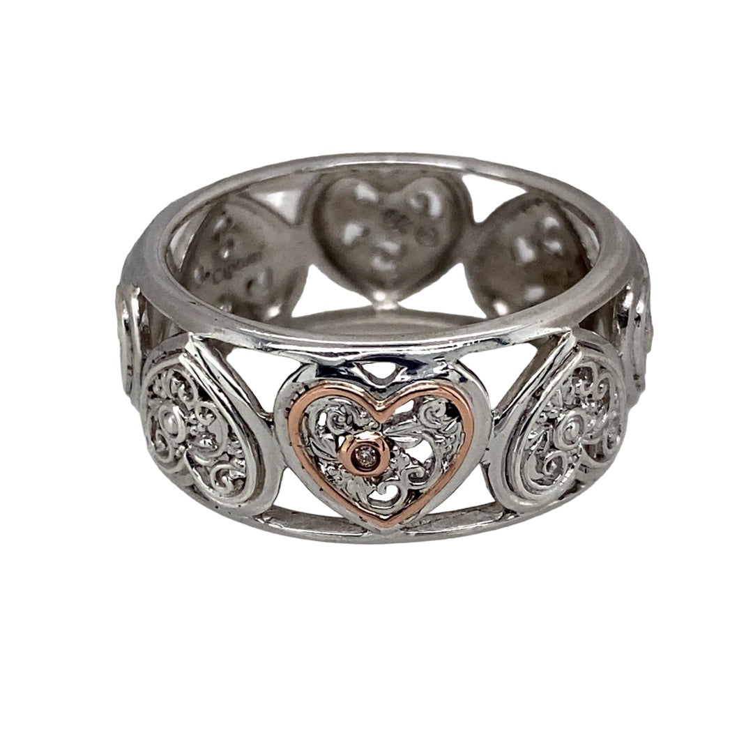 925 Silver & Diamond Set Heart Band Clogau Ring