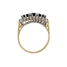 Load image into Gallery viewer, 9ct Gold Diamond &amp; Sapphire Set Cluster Band Ring
