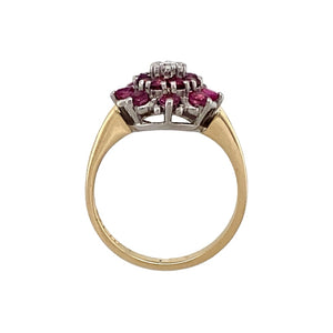 9ct Gold Diamond & Ruby Set Cluster Ring