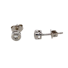 Load image into Gallery viewer, 18ct White Gold &amp; Diamond Set Rubover Stud Earrings
