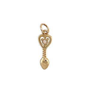 New 9ct Yellow Gold & Moonstone Set June Birthstone Lovespoon Pendant with the weight 0.90 grams. The moonstone is 3mm diameter