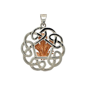 New 925 Silver with 9ct Rose Gold Three Feather Celtic Knot Pendant with the weight 5.30 grams