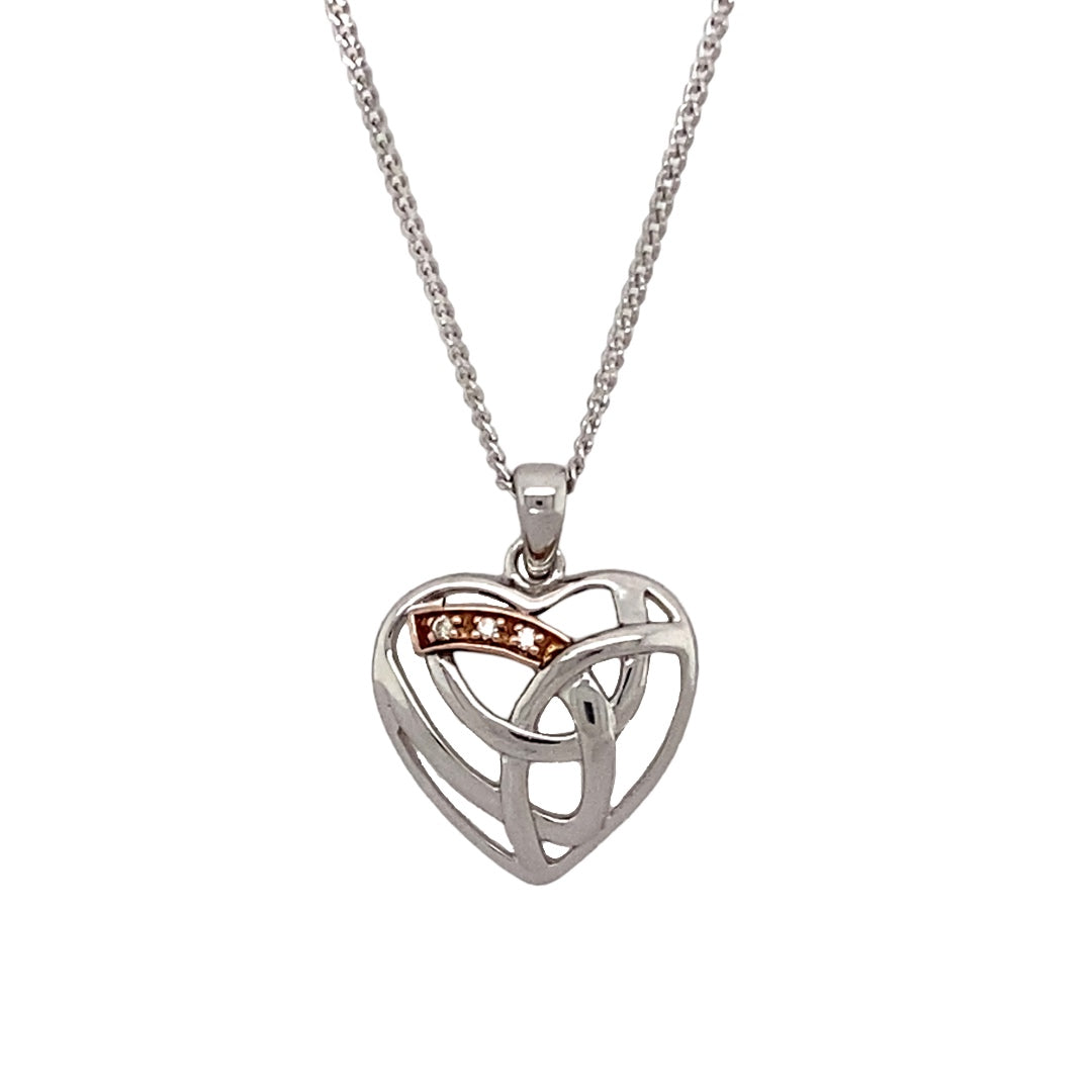 925 Silver & Diamond Set Clogau Eternal Love Heart 18" Necklace