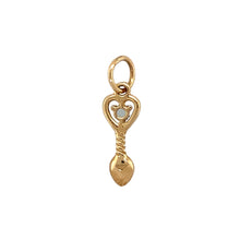 Load image into Gallery viewer, New 9ct Yellow Gold &amp; Aquamarine Set March Birthstone Lovespoon Pendant with the weight 0.90 grams. The aquamarine is 3mm diameter
