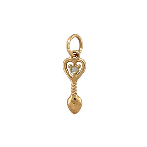 New 9ct Yellow Gold & Aquamarine Set March Birthstone Lovespoon Pendant with the weight 0.90 grams. The aquamarine is 3mm diameter