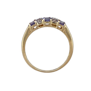 9ct Gold Diamond & Tanzanite Set Band Ring