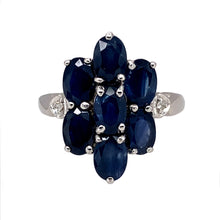 Load image into Gallery viewer, 9ct White Gold Diamond &amp; Sapphire Set Cluster Ring
