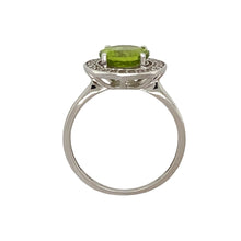 Load image into Gallery viewer, 9ct White Gold Peridot &amp; Cubic Zirconia Set Halo Ring
