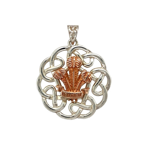 New 925 Silver Three Feather Celtic Knot Pendant