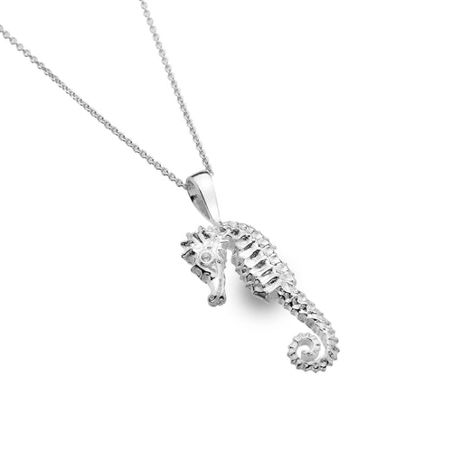New 925 Silver Seahorse Pendant on an 18