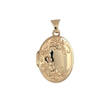 Load image into Gallery viewer, 9ct Gold Oval Flower Patterned Locket
