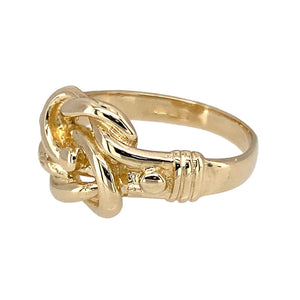 Preowned 9ct Yellow Gold Knot Ring in size N with the weight 3.90 grams. The front of the ring is 11mm high 