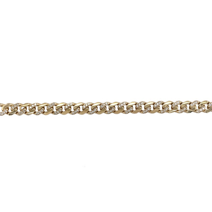 9ct Gold & Cubic Zirconia Set 8.5" Curb Bracelet