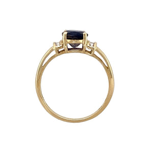 9ct Gold Diamond & Blue Stone Set Ring