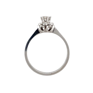 18ct White Gold & Diamond Set Flower Solitaire Ring