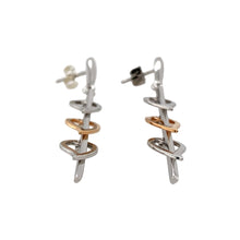 Load image into Gallery viewer, Preowned 9ct White and Rose Gold Bar Leaf Dropper Earrings with the weight 5.30 grams
